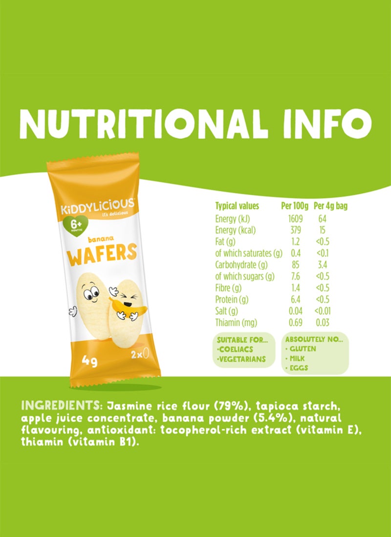 Kiddylicious Gluten And Dairy Free Banana Wafer Kids Snack 4 x 4g - Image 3